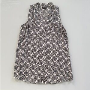 Theory Sleeveless Printed Blouse – Black & White, Size S